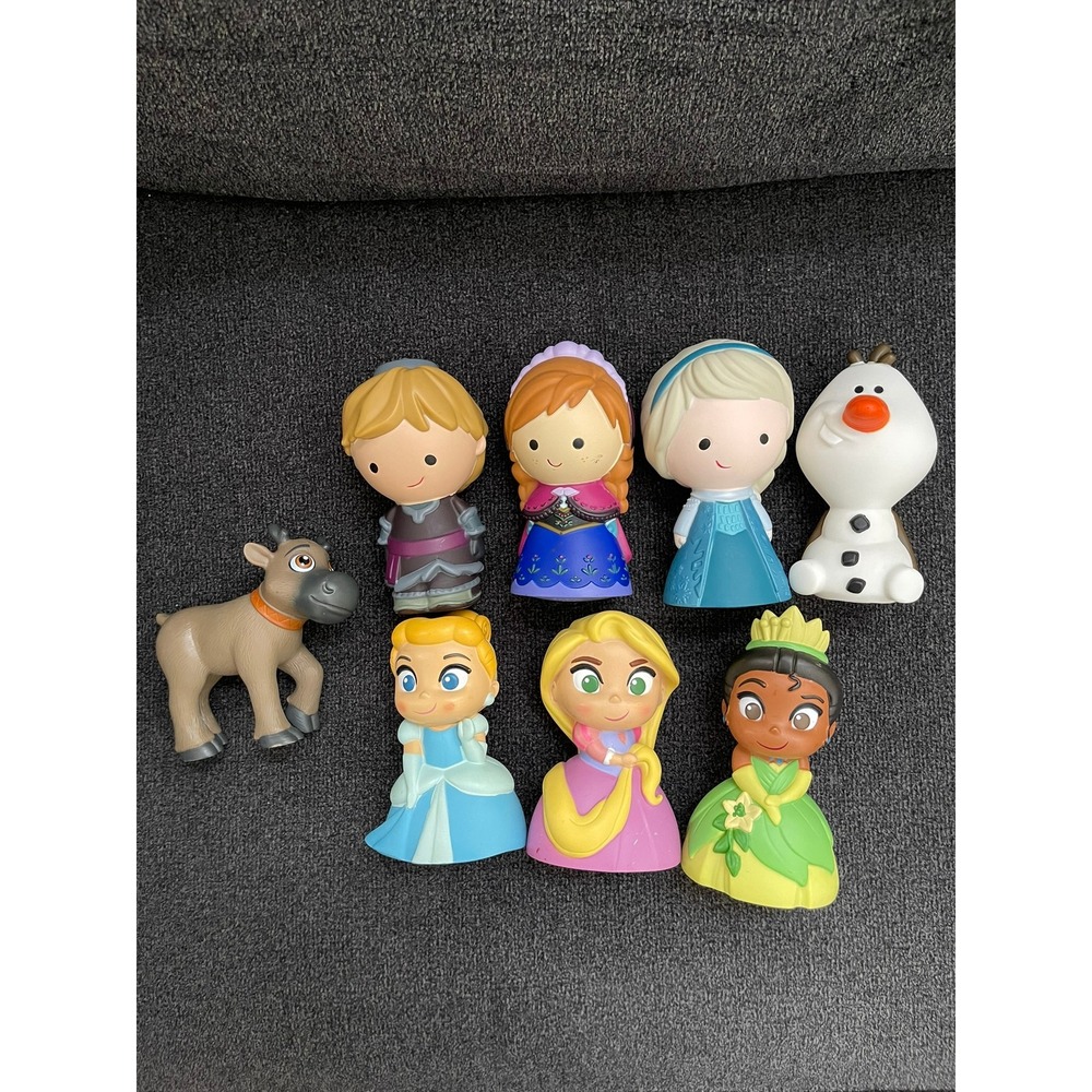 Disney Frozen Princess Bath Toys 8pc Anna Elsa Olaf Sven Rapunzel Tiana Lot